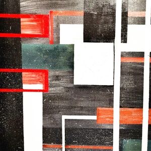 Modern Black and Red Geometric Painting